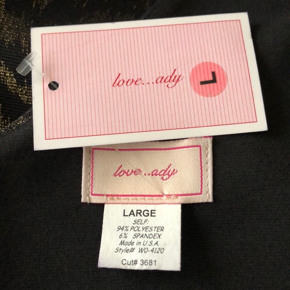 LOVE...ADY BLACK & GOLD DRESS SIZE LARGE - Picture 6 of 7